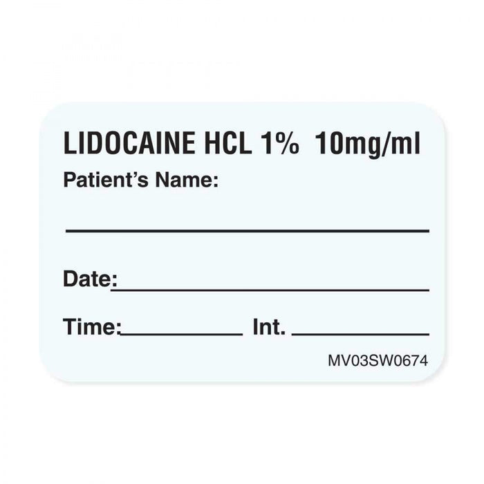 Label Paper Removable Lidocaine Hcl 1% 1 Core 1 7/16" X 1 White 666 Per Roll