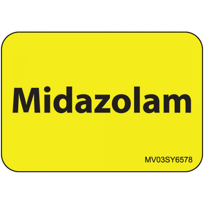 Label Paper Permanent Midazolam 1" Core 1 7/16" X 1 Yellow 666 Per Roll