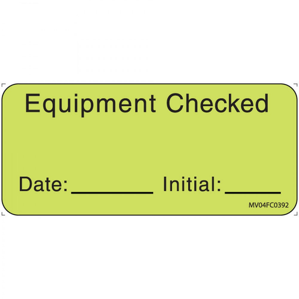 Label Paper Removable Equipment Checked 1" Core 2 1/4" X 1 Fl. Chartreuse 420 Per Roll