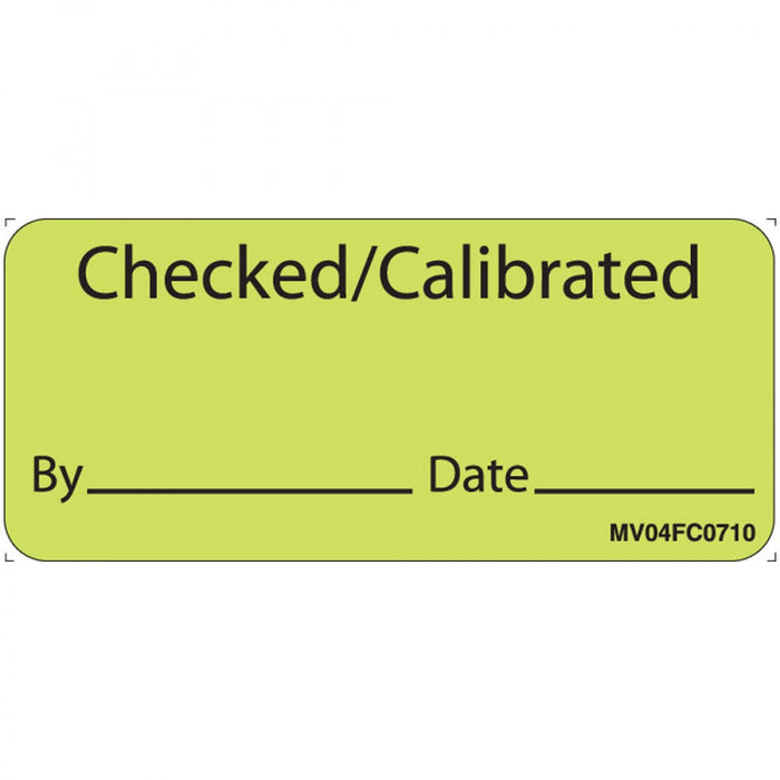 Label Paper Removable Checked/Calibrated 1" Core 2 1/4" X 1 Fl. Chartreuse 420 Per Roll