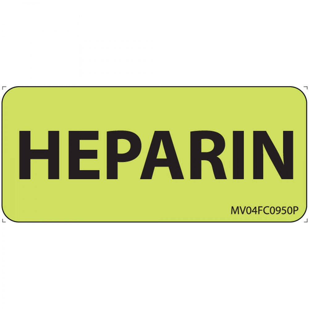 Label Paper Removable Heparin 1" Core 2 1/4" X 1 Fl. Chartreuse 420 Per Roll