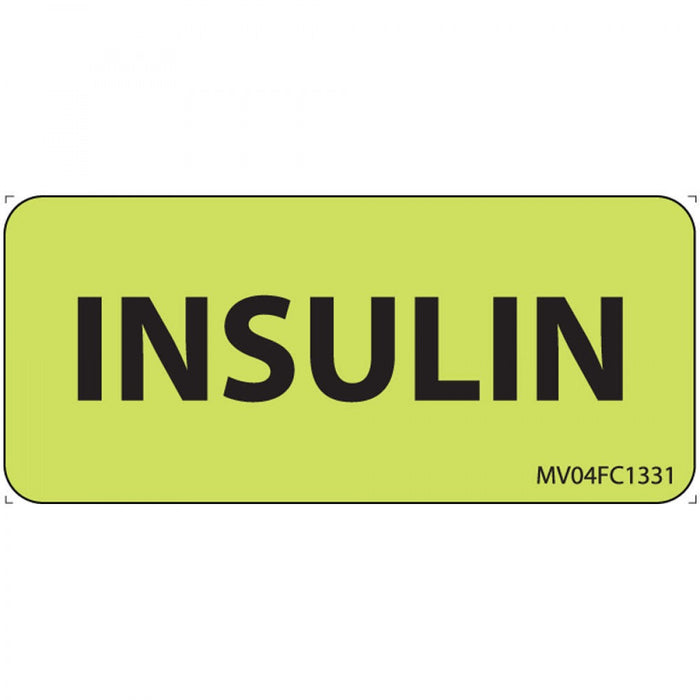 Label Paper Removable Insulin 1" Core 2 1/4" X 1 Fl. Chartreuse 420 Per Roll