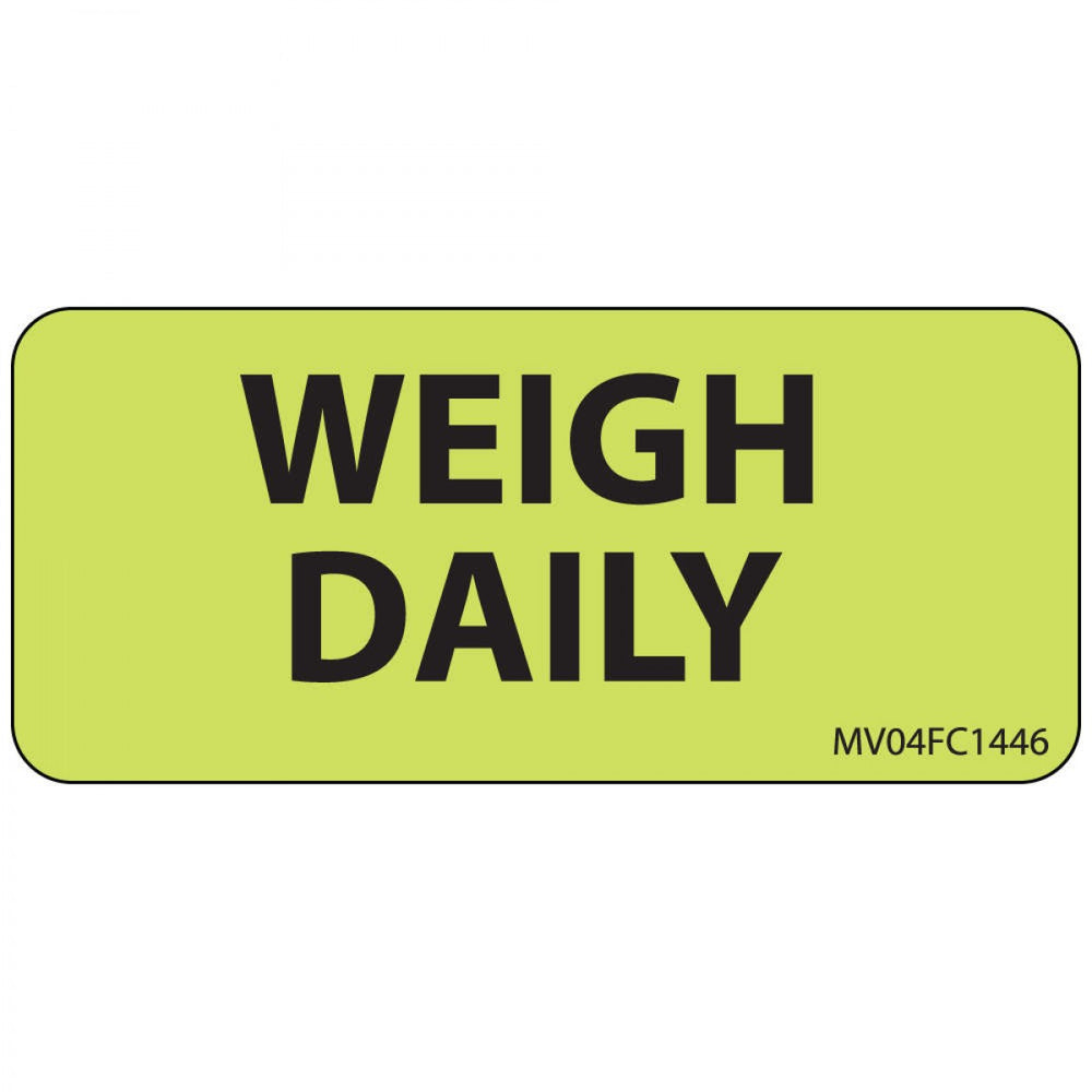 Label Paper Removable Weigh Daily 1" Core 2 1/4" X 1 Fl. Chartreuse 420 Per Roll