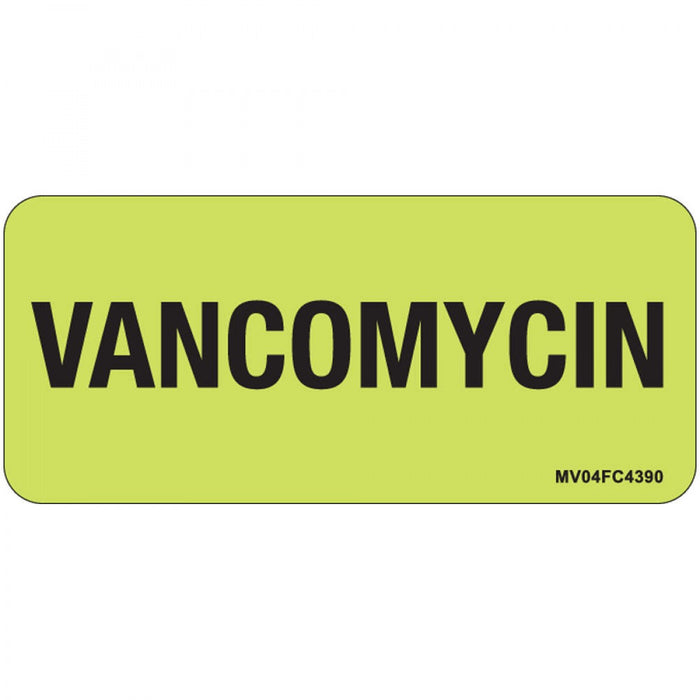 Label Paper Removable Vancomycin 1" Core 2 1/4" X 1 Fl. Chartreuse 420 Per Roll