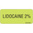 Label Paper Removable Lidocaine 2% 1" Core 2 1/4" X 1 Fl. Chartreuse 420 Per Roll