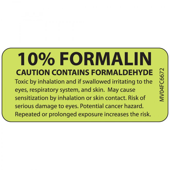 Label Paper Removable 0.1" Formalin Caution 1 Core 2 1/4" X 1 Fl. Chartreuse 420 Per Roll