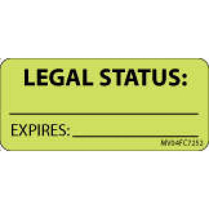 Label Paper Removable Legal Status: 1" Core 2 1/4" X 1 Fl. Chartreuse 420 Per Roll