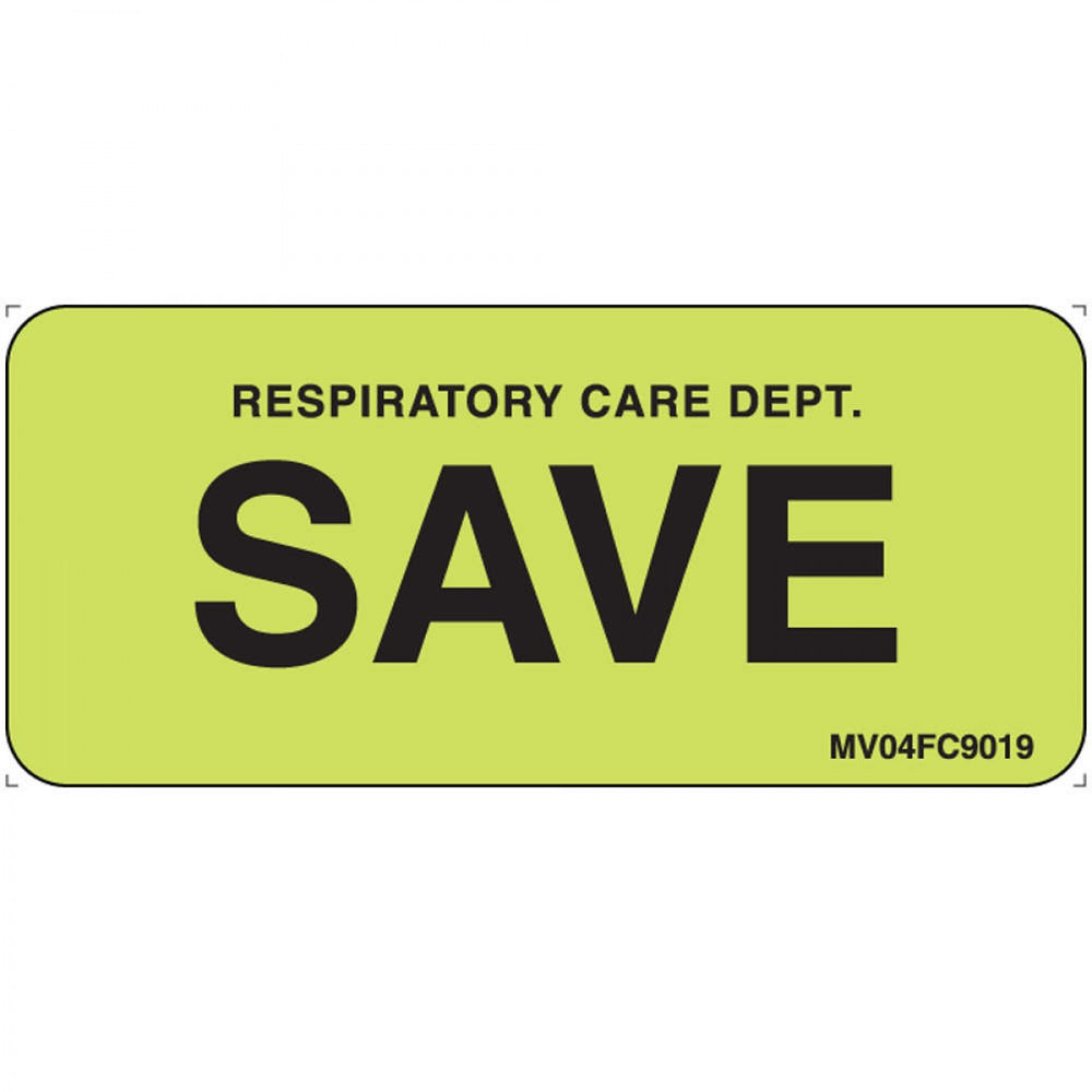 Label Paper Removable Respiratory Care 1" Core 2 1/4" X 1 Fl. Chartreuse 420 Per Roll