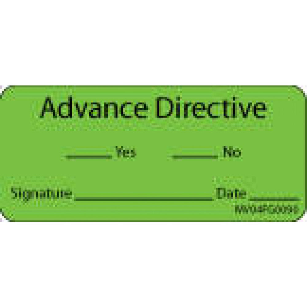 Label Paper Removable Advance Directive 1" Core 2 1/4" X 1 Fl. Green 420 Per Roll