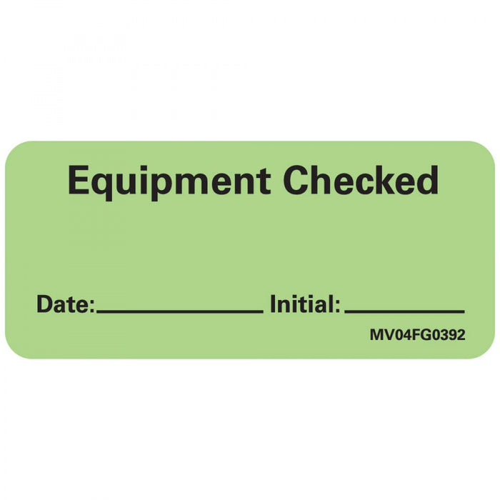 Label Paper Removable Equipment Checked 1" Core 2 1/4" X 1 Fl. Green 420 Per Roll