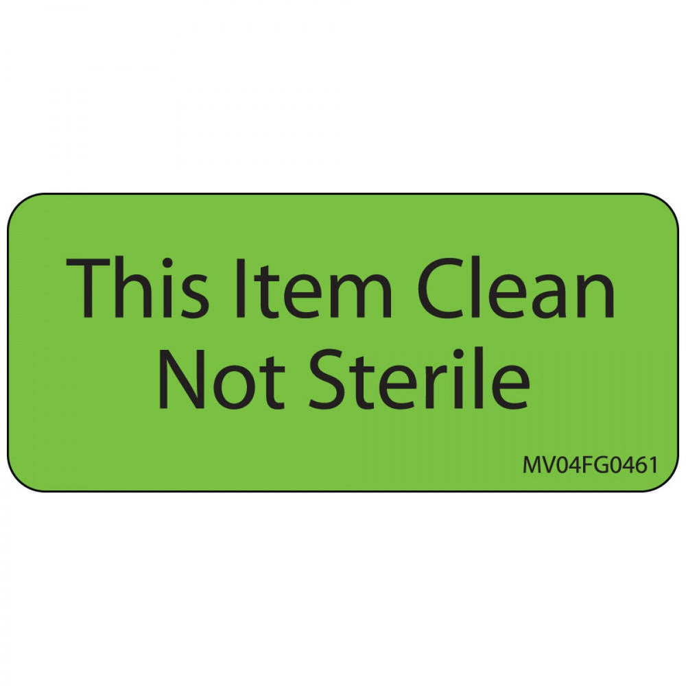 Label Paper Removable This Item Clean 1" Core 2 1/4" X 1 Fl. Green 420 Per Roll