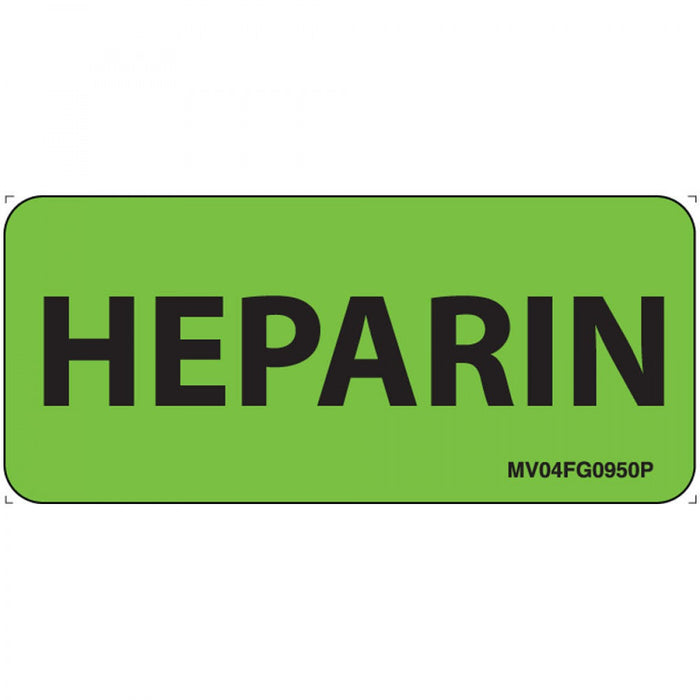 Label Paper Permanent Heparin 1" Core 2 1/4" X 1 Fl. Green 420 Per Roll