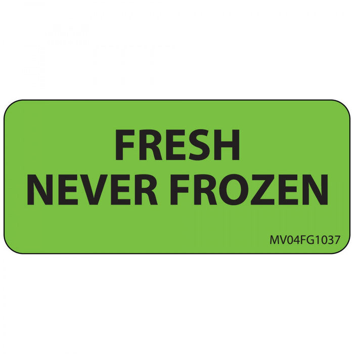 Label Paper Removable Fresh Never Frozen 1" Core 2 1/4" X 1 Fl. Green 420 Per Roll