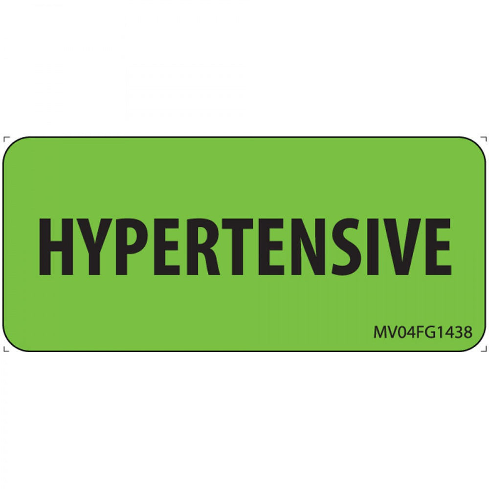 Label Paper Removable Hypertensive 1" Core 2 1/4" X 1 Fl. Green 420 Per Roll