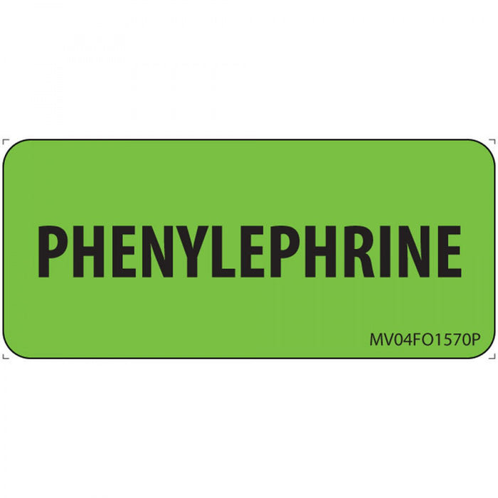 Label Paper Removable Phenylephrine 1" Core 2 1/4" X 1 Fl. Green 420 Per Roll