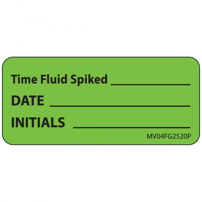 Label Paper Permanent Time Fluid Spiked 1" Core 2 1/4" X 1 Fl. Green 420 Per Roll