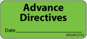 Label Paper Removable Advance Directive 1" Core 2 1/4" X 1 Fl. Green 420 Per Roll