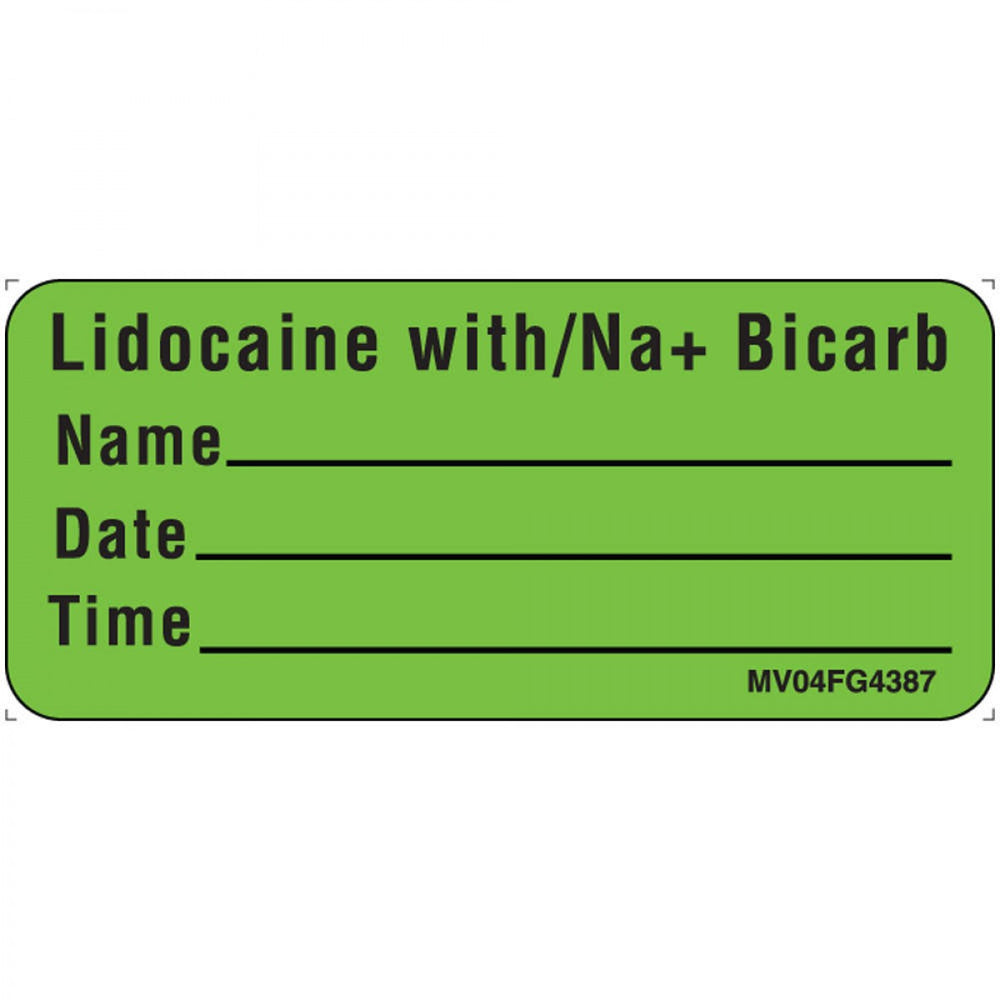 Label Paper Removable Lidocaine With/Na+ 1" Core 2 1/4" X 1 Fl. Green 420 Per Roll