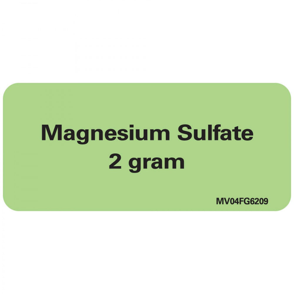 Label Paper Removable Magnesium Sulfate 2 1" Core 2 1/4" X 1 Fl. Green 420 Per Roll