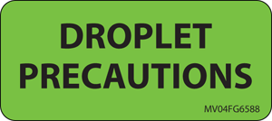 Label Paper Removable Droplet Precautions 1" Core 2 1/4" X 1 Fl. Green 420 Per Roll