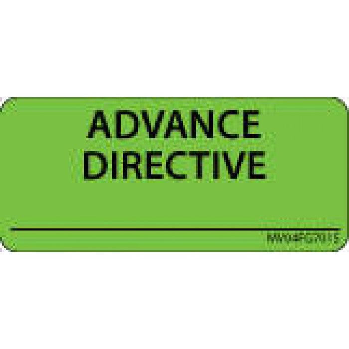 Label Paper Removable Advance Directive 1" Core 2 1/4" X 1 Fl. Green 420 Per Roll