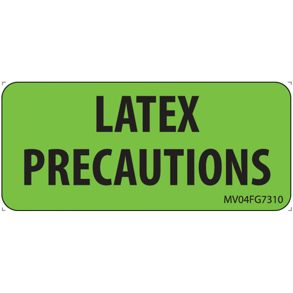 Label Paper Removable Latex Precautions 1" Core 2 1/4" X 1 Fl. Green 420 Per Roll