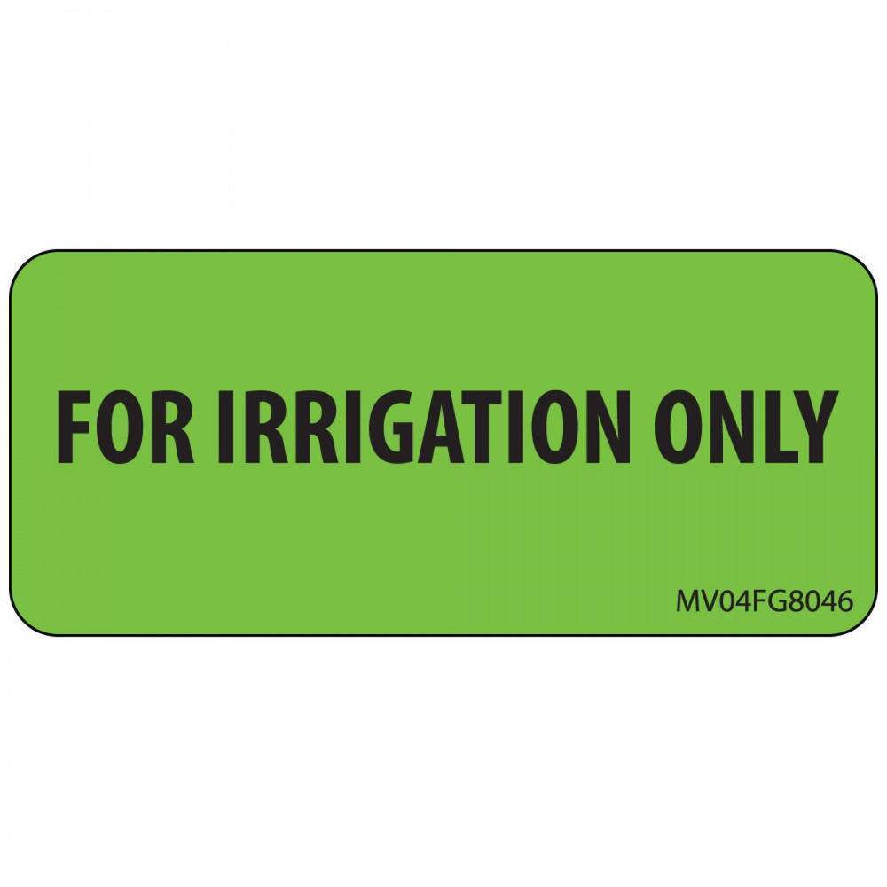 Label Paper Removable For Irrigation Only 1" Core 2 1/4" X 1 Fl. Green 420 Per Roll