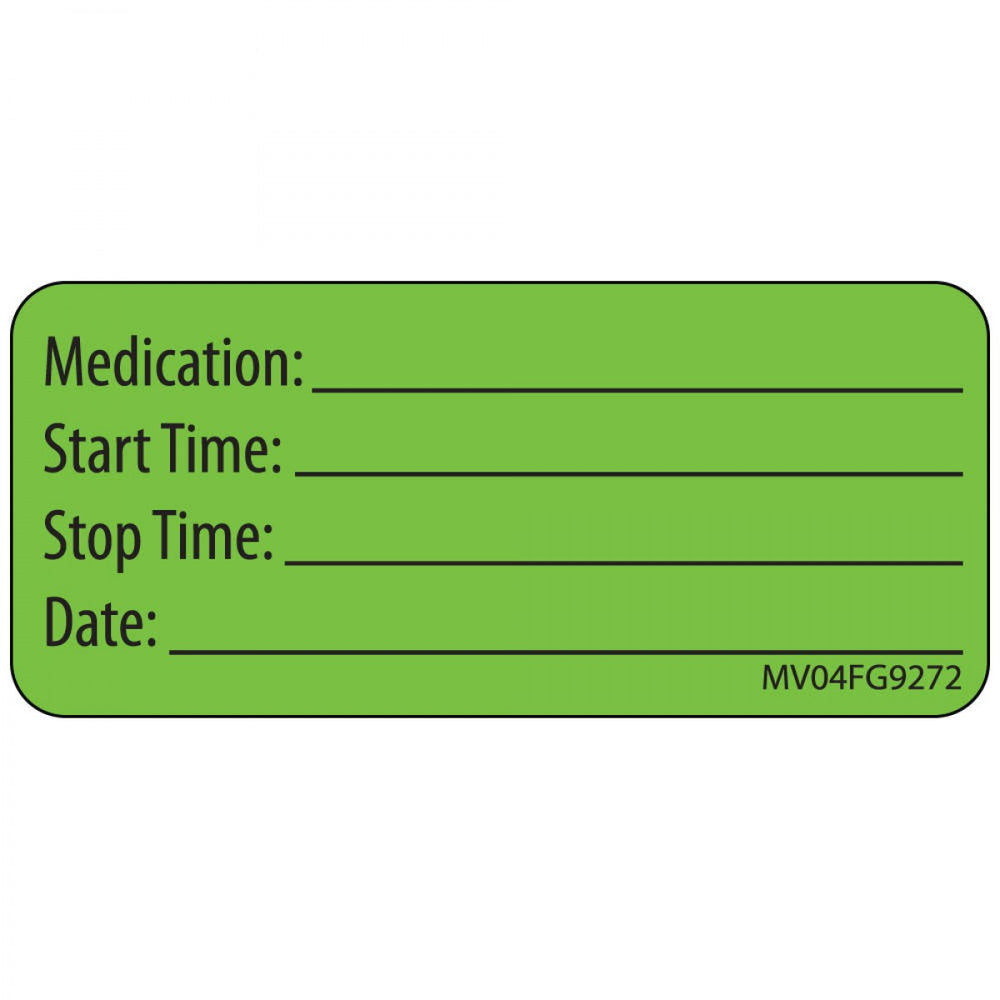 Label Paper Removable Medication: Start 1" Core 2 1/4" X 1 Fl. Green 420 Per Roll