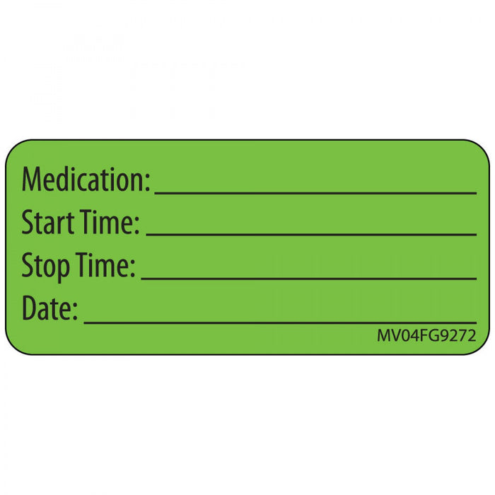 Label Paper Removable Medication: Start 1" Core 2 1/4" X 1 Fl. Green 420 Per Roll