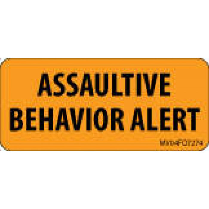 Label Paper Removable Assaultive Behavior 1" Core 2 1/4" X 1 Fl. Orange 420 Per Roll