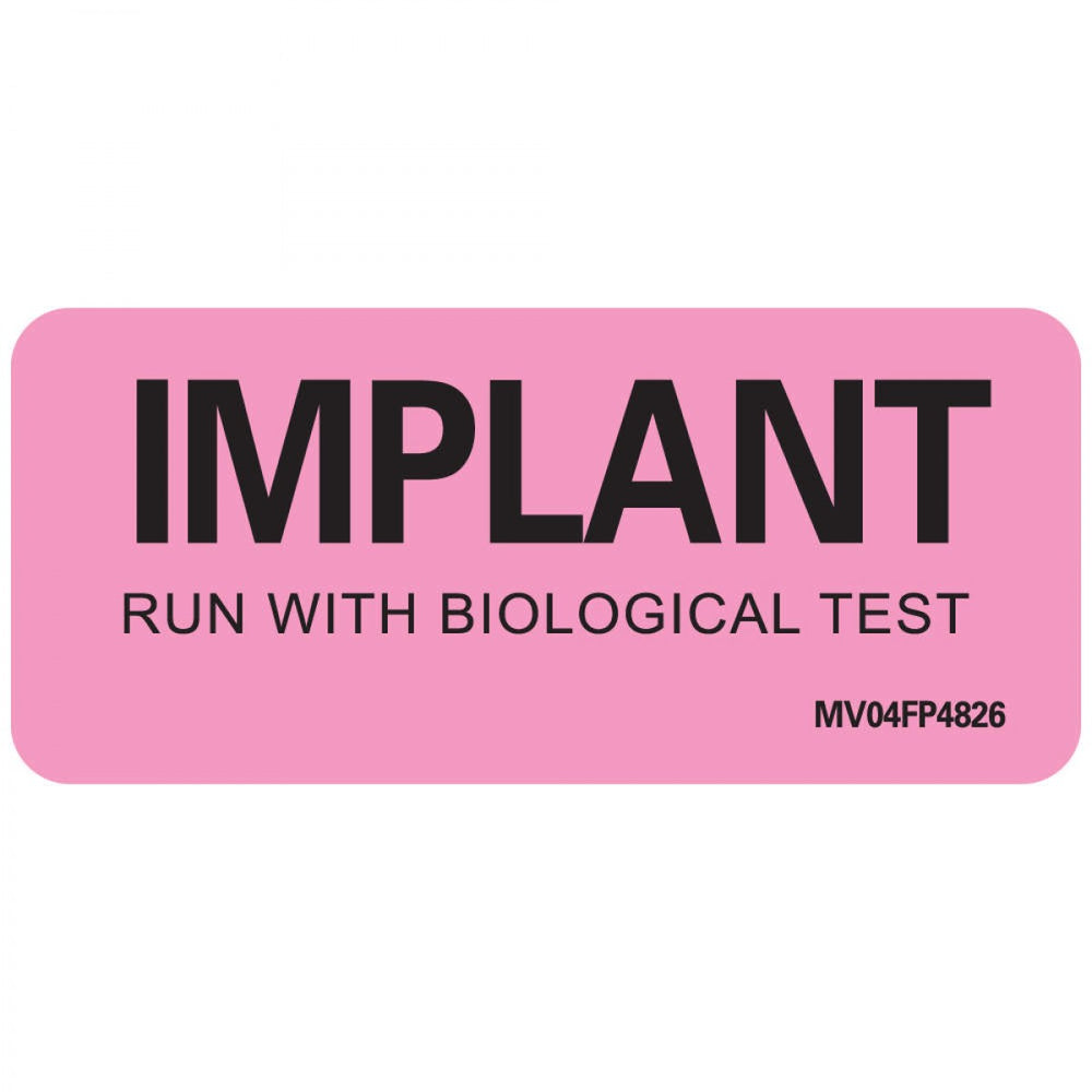 Label Paper Removable Implant Run With 1" Core 2 1/4" X 1 Fl. Pink 420 Per Roll