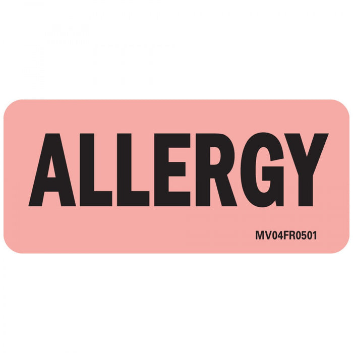 Label Paper Permanent Allergy 1" Core 2 1/4" X 1 Fl. Red 420 Per Roll