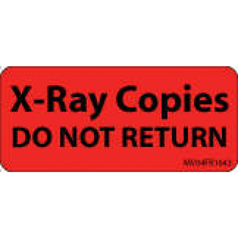 Label Paper Permanent X-Ray Copies Do 1" Core 2 1/4" X 1 Fl. Red 420 Per Roll