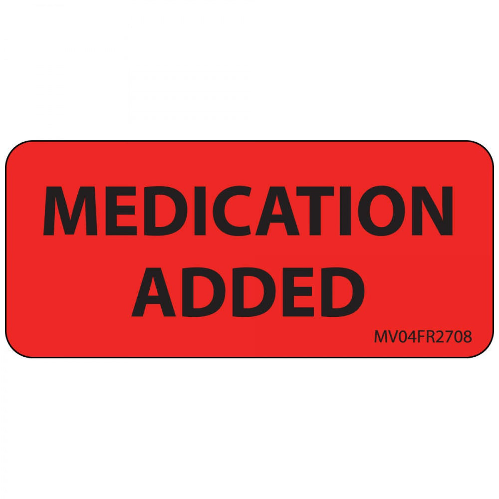 Label Paper Permanent Medication Added 1" Core 2 1/4" X 1 Fl. Red 420 Per Roll