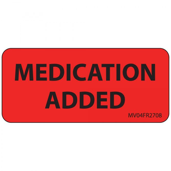 Label Paper Permanent Medication Added 1" Core 2 1/4" X 1 Fl. Red 420 Per Roll