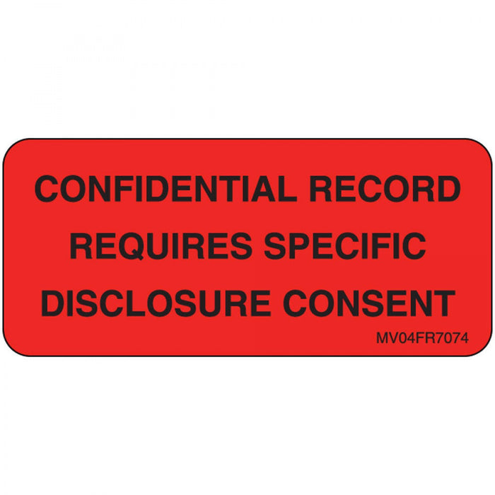 Label Paper Permanent Confidential Record 1" Core 2 1/4" X 1 Fl. Red 420 Per Roll