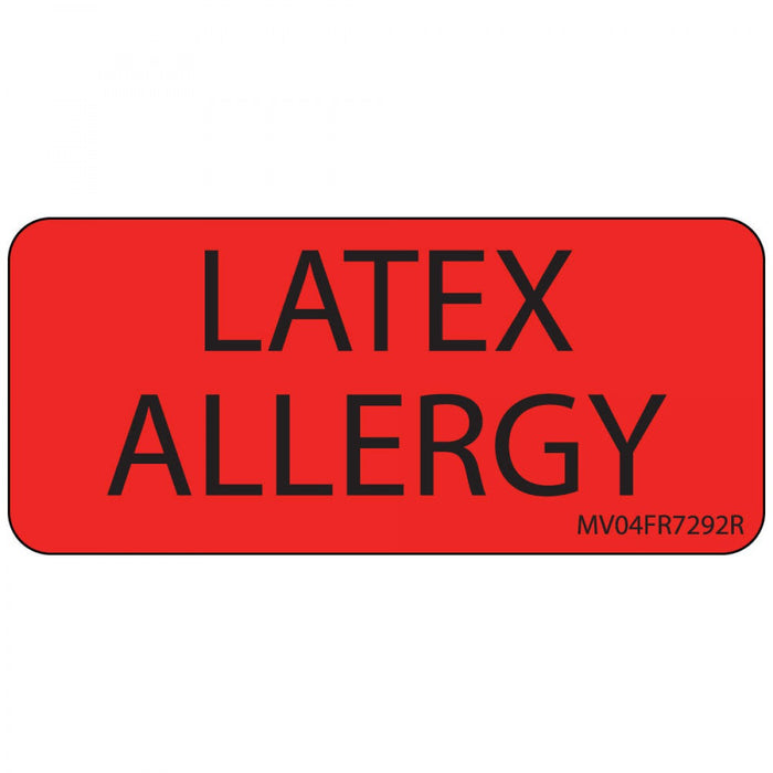 Label Paper Removable Latex Allergy 1" Core 2 1/4" X 1 Fl. Red 420 Per Roll