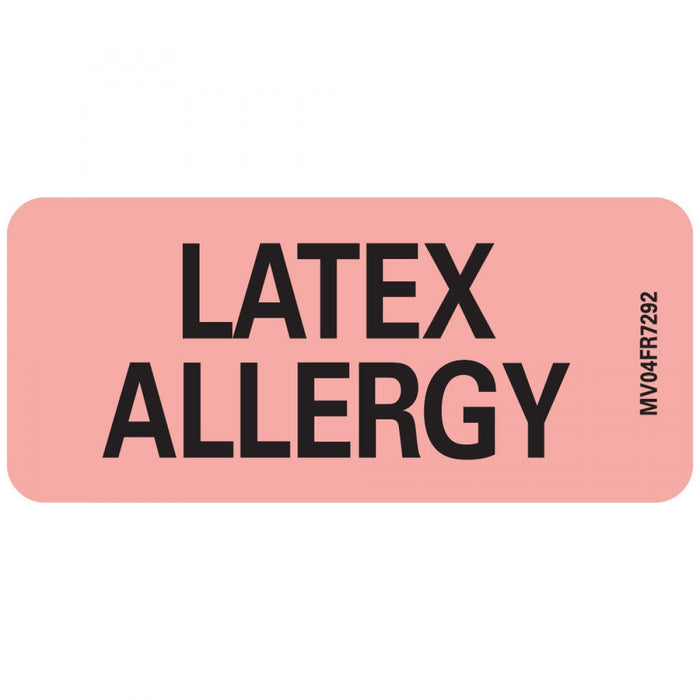 Label Paper Permanent Latex Allergy 1" Core 2 1/4" X 1 Fl. Red 420 Per Roll