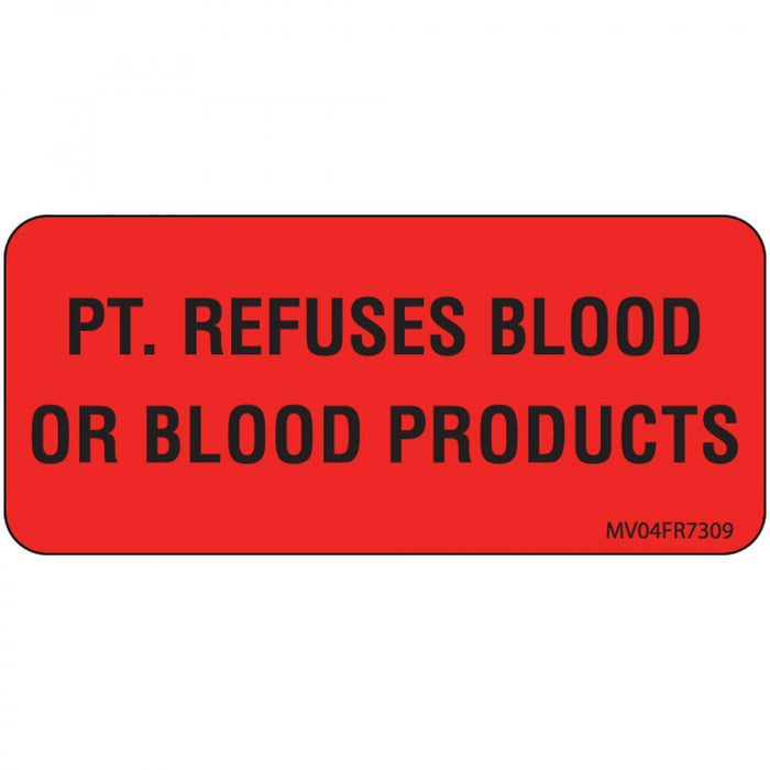 Label Paper Permanent Pt. Refuses Blood 1" Core 2 1/4" X 1 Fl. Red 420 Per Roll