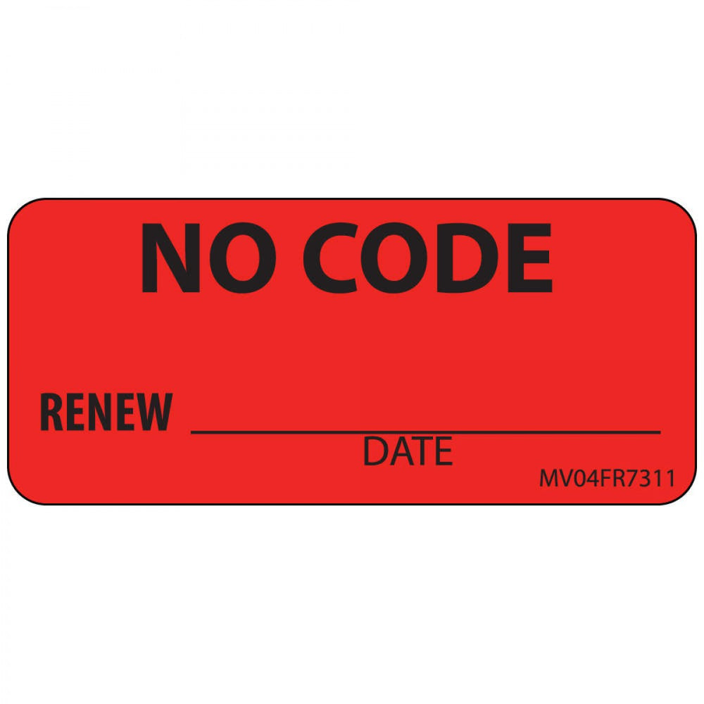 Label Paper Permanent No Code Renew 1" Core 2 1/4" X 1 Fl. Red 420 Per Roll