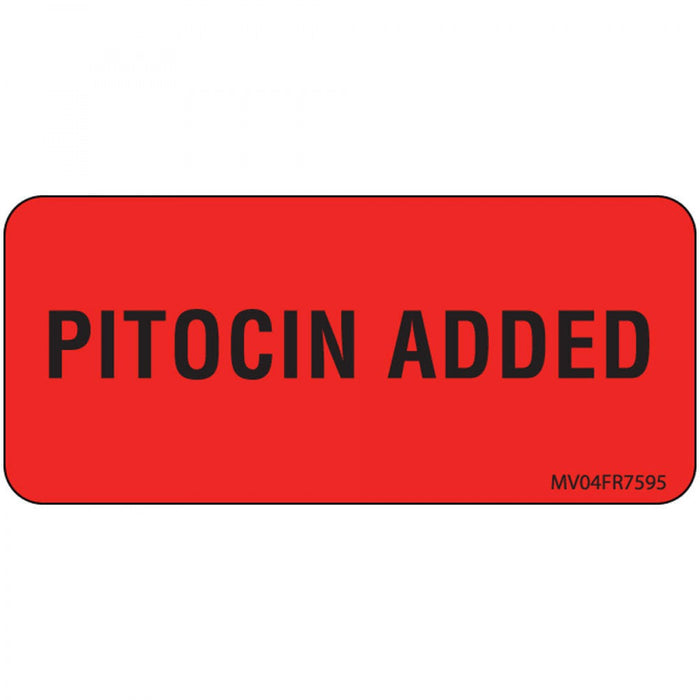 Label Paper Permanent Pitocin Added 1" Core 2 1/4" X 1 Fl. Red 420 Per Roll