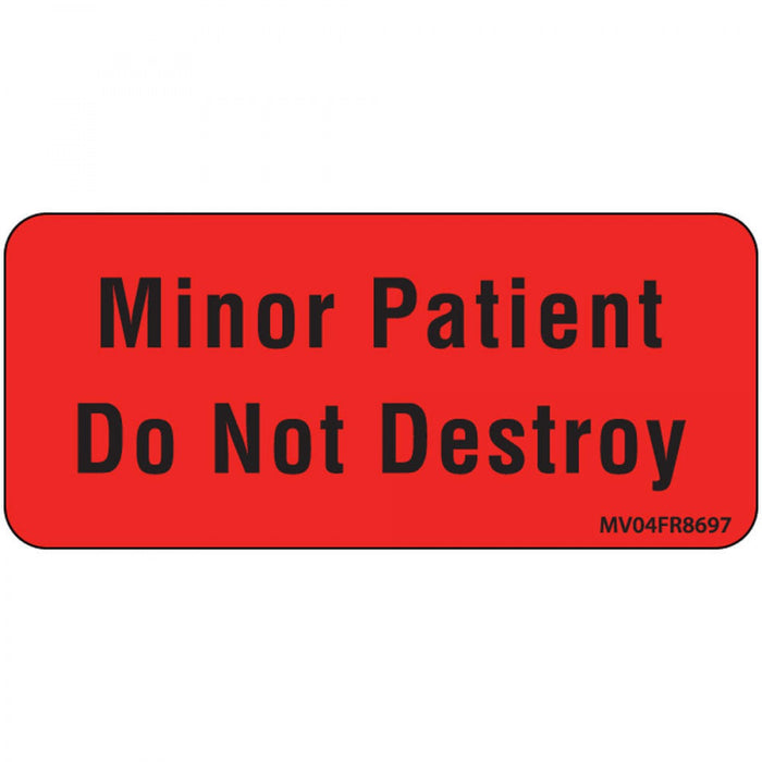 Label Paper Permanent Minor Patient Do 1" Core 2 1/4" X 1 Fl. Red 420 Per Roll