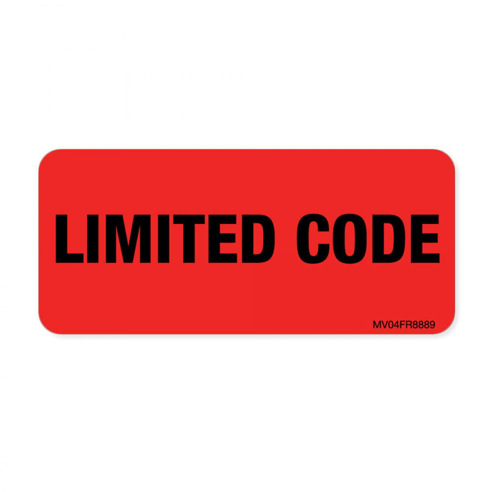 Label Paper Permanent Limited Code 1" Core 2 1/4" X 1 Fl. Red 420 Per Roll