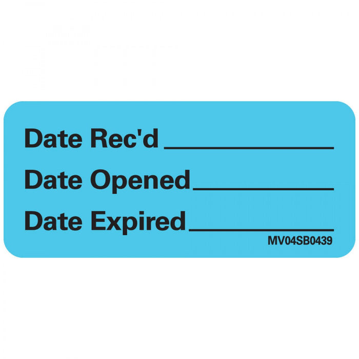 Label Paper Removable Date Recd Date 1" Core 2 1/4" X 1 Blue 420 Per Roll