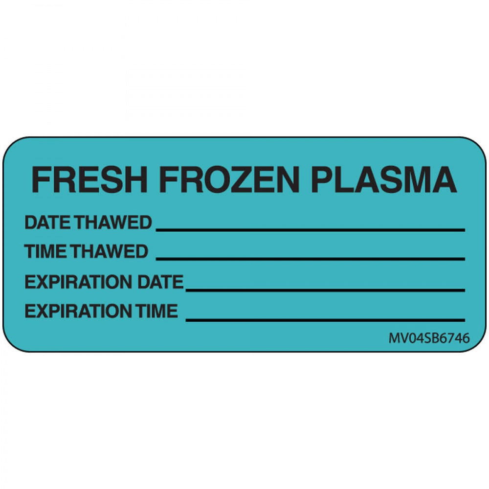 Label Paper Removable Fresh Frozen Plasma 1" Core 2 1/4" X 1 Blue 420 Per Roll