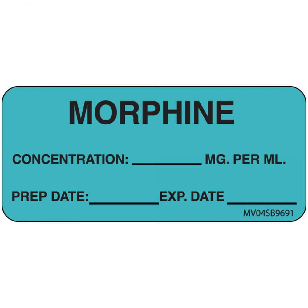 Label Paper Removable Morphine 1" Core 2 1/4" X 1 Blue 420 Per Roll