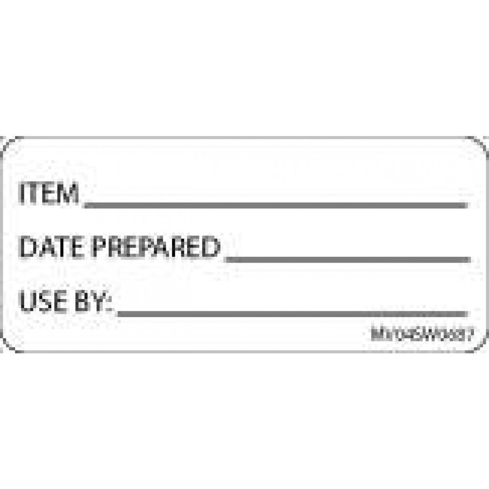 Label Paper Removable Item Date Prepared 1" Core 2 1/4" X 1 White 420 Per Roll