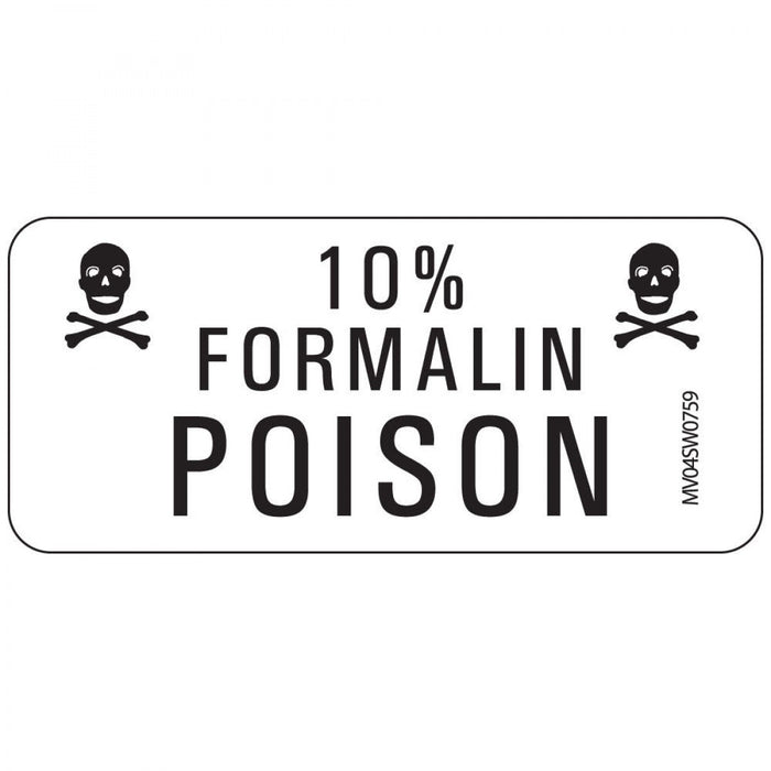 Label Paper Removable 10% Formalin Poison 1 Core 2 1/4" X 1 White 420 Per Roll