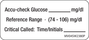 Label Paper Permanent Accu-Check Glucose 1" Core 2 1/4" X 1 White 420 Per Roll