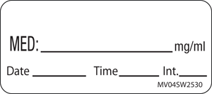 Label Paper Removable Med: Mg/Ml 1" Core 2 1/4" X 1 White 420 Per Rollll